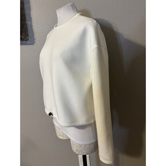 Zara Top S Small Cropped Sweatshirt Basic Ivory Cream Sweatshirt New NWOT - Picture 3 of 9